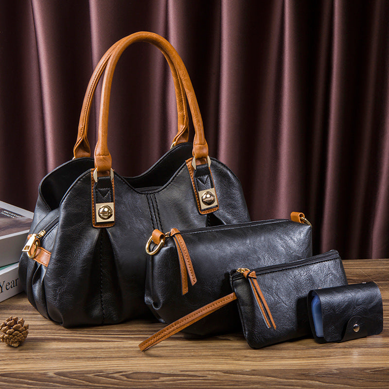 Wholesale PU Retro Mother and Child Bag Three Piece Set Handbag Single Shoulder Bag Diagonal Straddle Bag